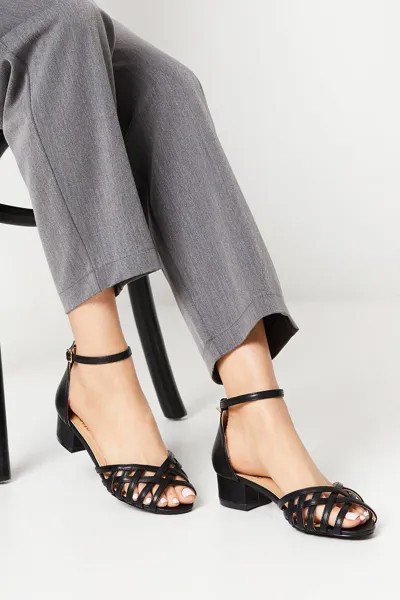 Хорошо для подошвы: широкие босоножки Eli на решетчатом каблуке Dorothy Perkins, черный