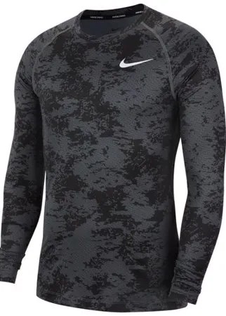 Лонгслив NIKE Pro Camo Long Sleeve Top размер L, черный