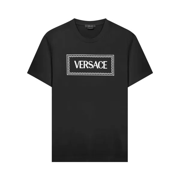 Компактная футболка с вышитым логотипом Versace, цвет: черный