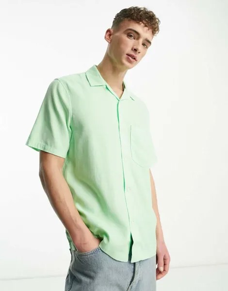 Светло-зеленая рубашка с короткими рукавами Weekday Chill
