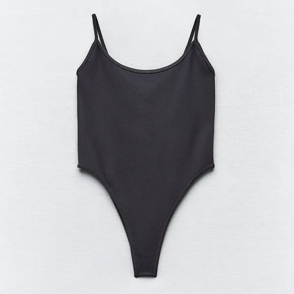 Боди Zara Polyamide Stretch Bodycon, темно-серый