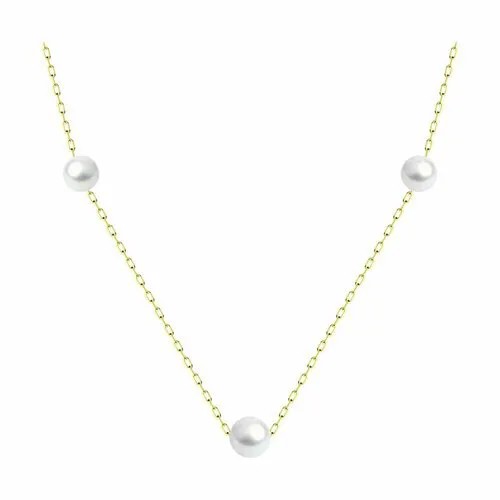 Колье Diamant, желтое золото, 585 проба, жемчуг пресноводный культивированный, длина 50 см.