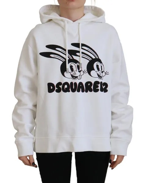 DSQUARED2 Свитер Белый Логотип с животными и капюшоном с длинными рукавами IT38/US4/XS 570usd