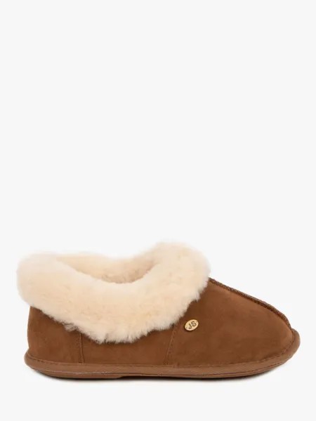 Классические замшевые тапочки Just Sheepskin, каштановый