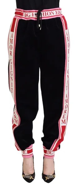 Брюки DOLCE - GABBANA Черные хлопковые спортивные штаны с логотипом DG Брюки IT40/US6/S 900usd