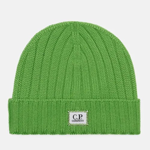 Шапка C.P. Company, шерсть, утепленная, размер OneSize, зеленый