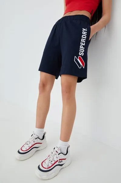 Хлопковые шорты Superdry, темно-синий