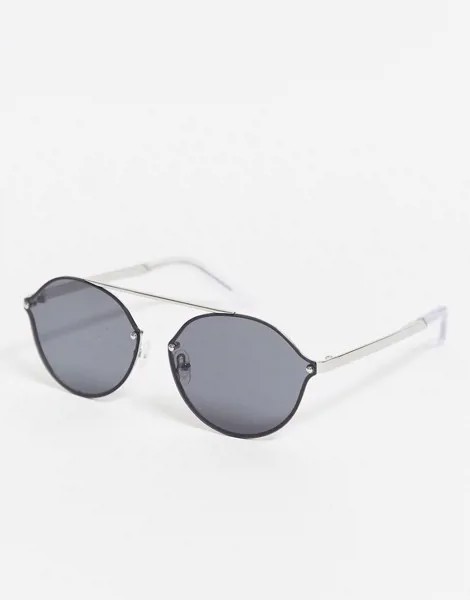 Овальные солнцезащитные очки в серебристой оправе Pilgrim-Черный