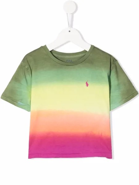 Ralph Lauren Kids укороченная футболка с эффектом деграде