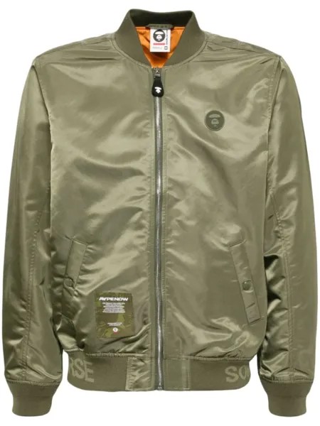 AAPE BY *A BATHING APE бомбер с нашивкой-логотипом, зеленый