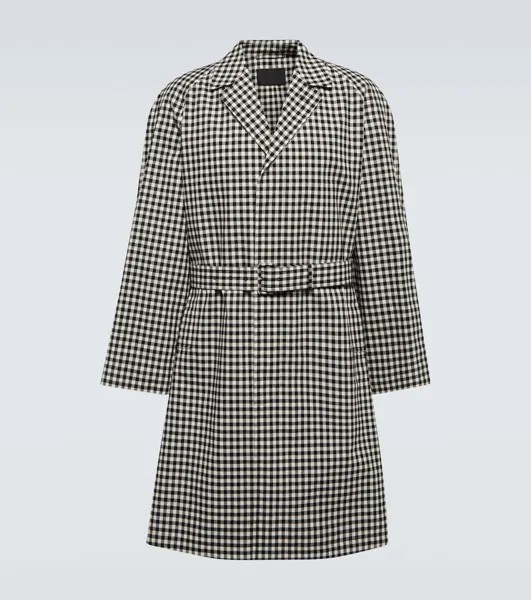 Тренч из хлопка в клетку Prada, белый