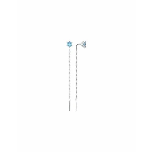 Серьги цепочки The Jeweller, серебро, 925 проба, родирование, топаз, , голубой