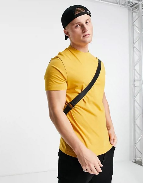 Футболка горчичного цвета с круглым вырезом ASOS DESIGN-Желтый