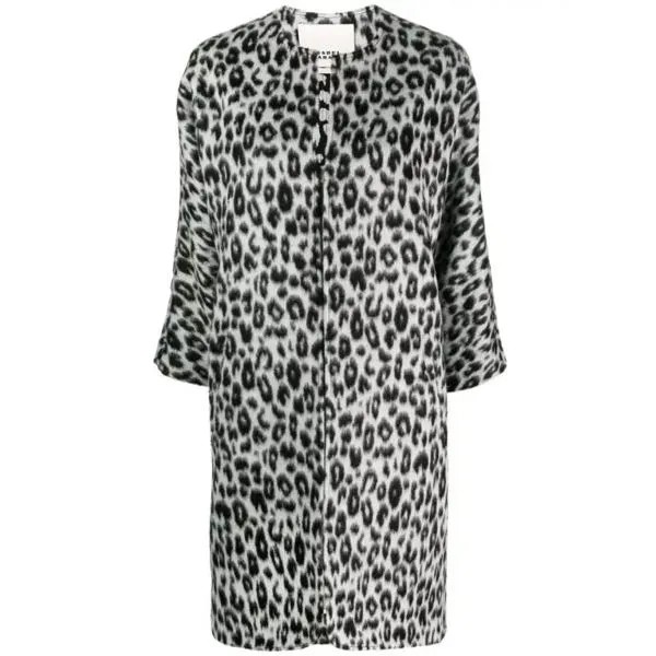 Пальто leopard-print zip-up coat Isabel Marant, серый