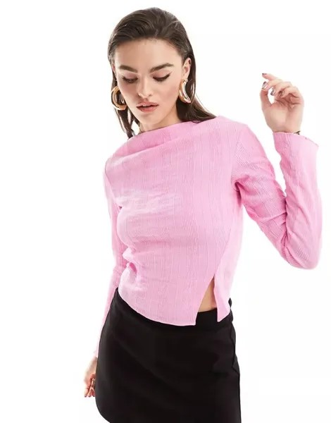 Розовый плиссированный топ с разрезом & Other Stories эксклюзивно для ASOS