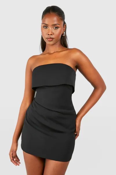 Приталенное мини-платье-бандо boohoo, черный