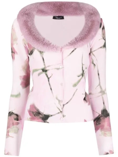 Blumarine кардиган с цветочным принтом, розовый