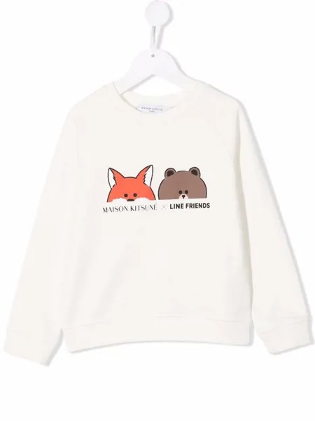 MAISON KITSUNE KIDS толстовка с логотипом из коллаборации с Line Friends