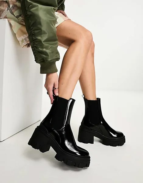 Черные ботинки челси на массивном каблуке средней высоты ASOS DESIGN Reality