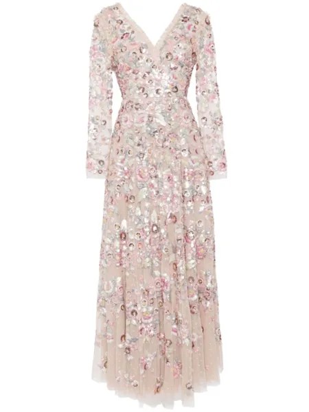 Needle & Thread платье с длинными рукавами Sequin Paradise, коричневый