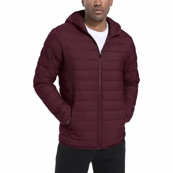Утепленная легкая куртка с капюшоном Tacvasen Puffer Water-Repellent Windbreaker, красно-фиолетовый