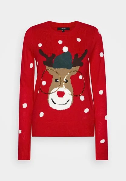 Джемпер Vero Moda Vmtinsel O-Neck Xmas, китайский красный / белоснежный