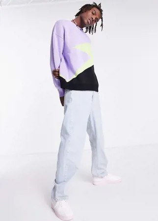 Вязаный джемпер в стиле oversized с принтом молнии ASOS DESIGN-Зеленый цвет