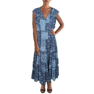 Женское темно-синее длинное платье макси с v-образным вырезом Lauren Ralph Lauren Plus 18 BHFO 8747