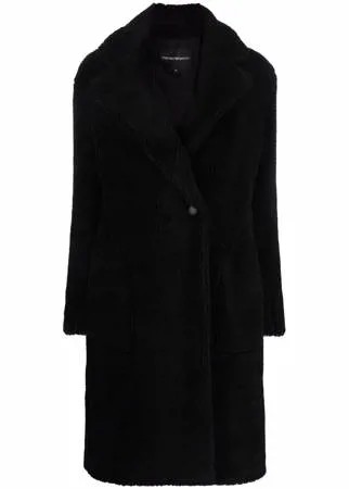 Emporio Armani пальто миди с тисненым логотипом