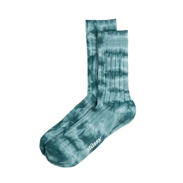 Носки Dyed Ribbed Crew Socks Stussy, бирюзовый