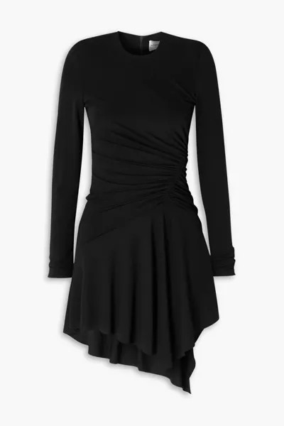 Платье мини из крепа асимметричного кроя со сборками Alexandre Vauthier, черный