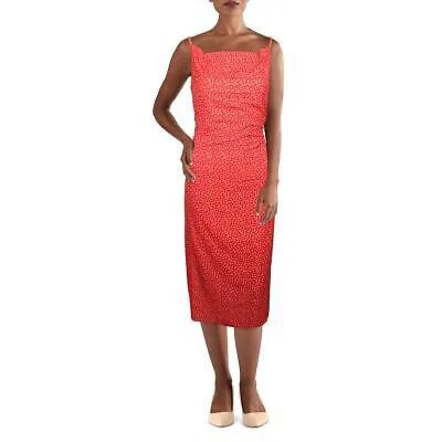 Женское красное платье-комбинация миди с драпировкой и принтом Charlie Holiday L BHFO 5258