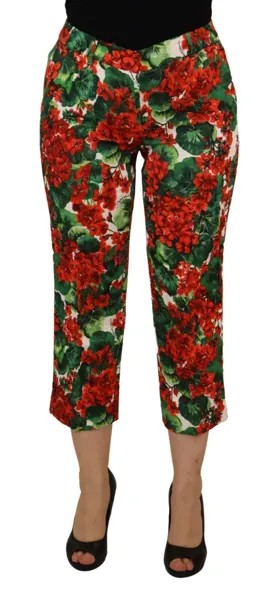 DOLCE - GABBANA Брюки Укороченные брюки со средней посадкой с цветочным принтом IT42/US8/M 1100usd