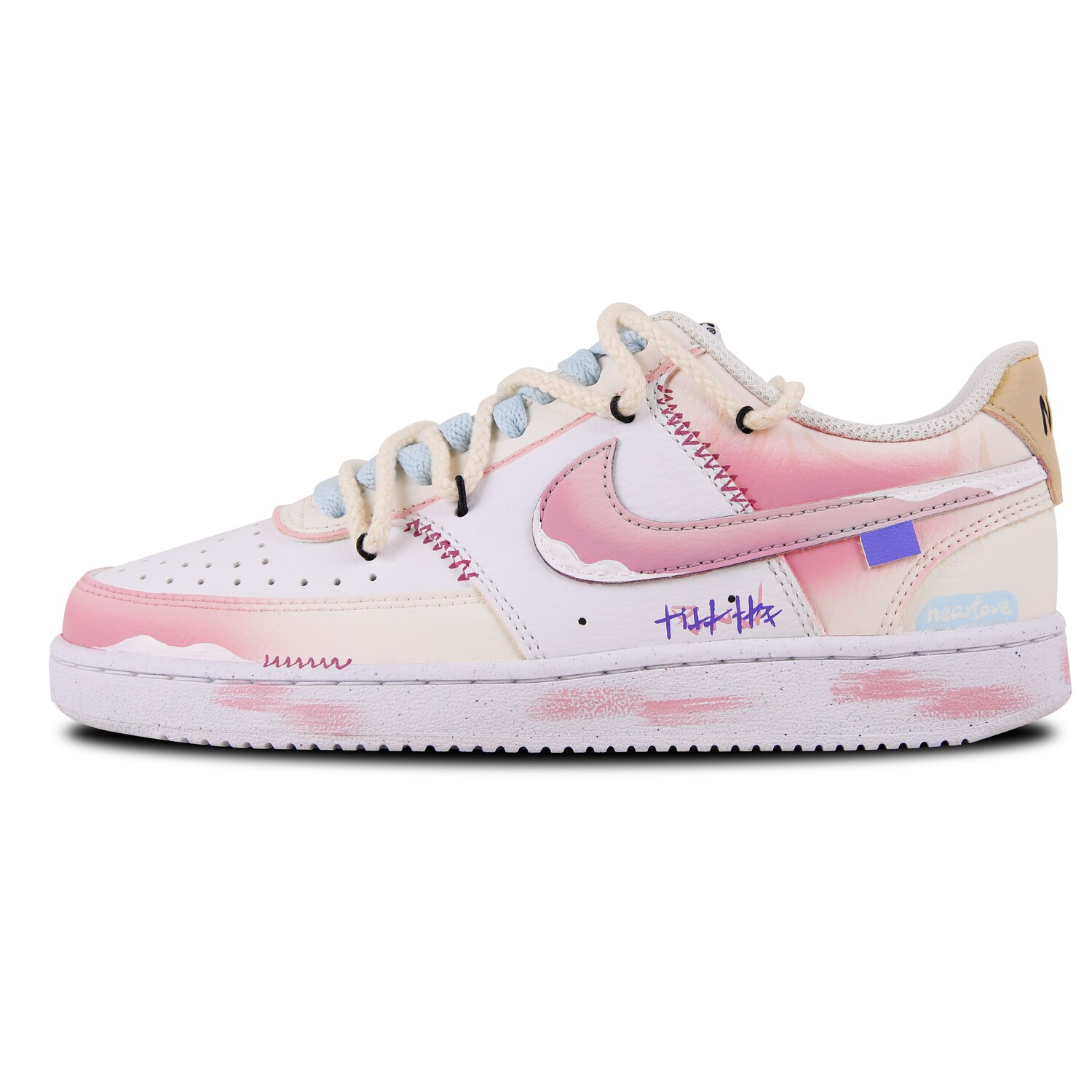 Кроссовки Nike Court Vision 1 Skateboarding Shoes Women's Low-top White/pink, розовый