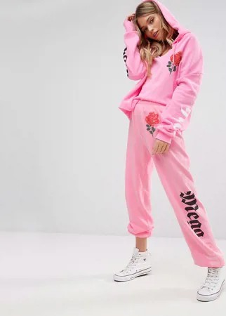 Джоггеры с принтом розы Wildfox Mega Chic-Розовый
