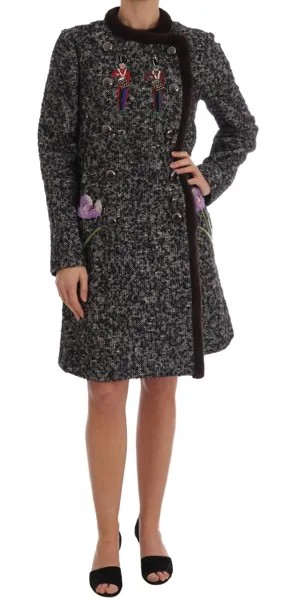 DOLCE - GABBANA Пальто Куртка Черная с кристаллами Fairy Tale Fur IT42 / US8 /M Рекомендуемая розничная цена 7000 долларов США