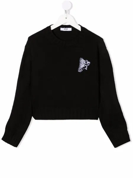 MSGM Kids укороченный джемпер с вышитым логотипом