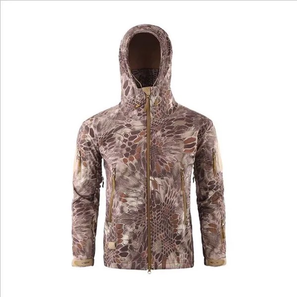 Куртка мужская тактическая с капюшоном, уличный флисовый пиджак в стиле милитари для походов, охоты, армейская камуфляжная уличная одежда, V5