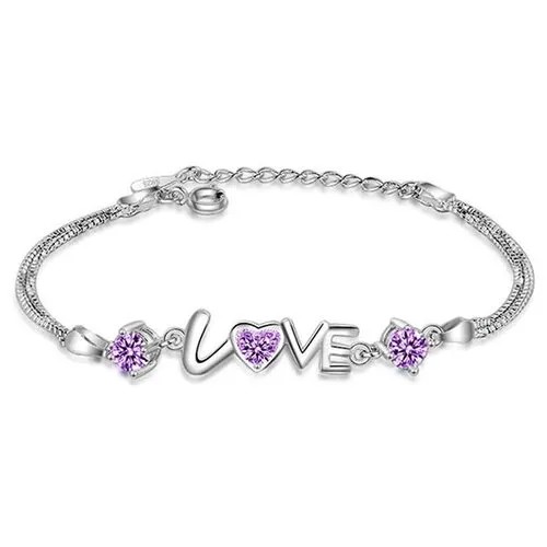 Браслет цепочка серебрение женский Love