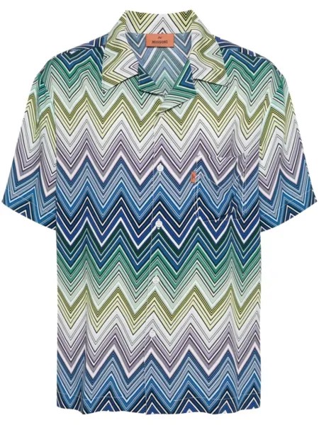 Missoni рубашка с короткими рукавами и узором зигзаг, синий