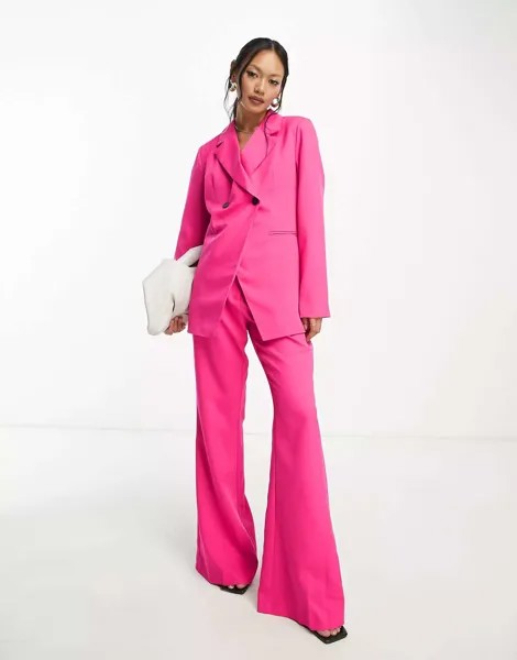 Широкие расклешенные брюки Vila ярко-розового цвета