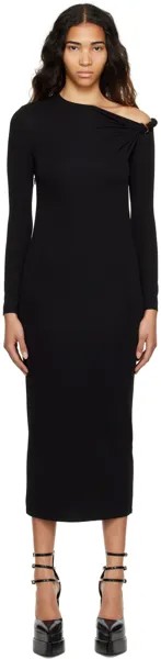 Черное платье-миди с перекрученным узором Versace