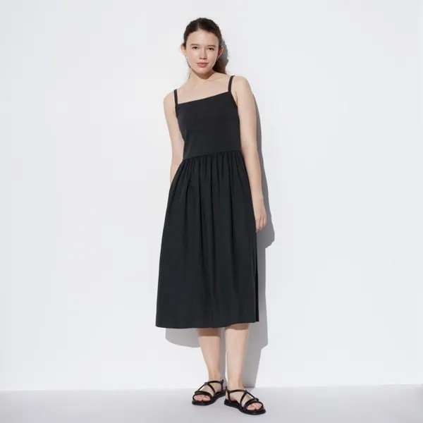Платье-бретелька комбинированное с бюстгальтером (короткая длина 106,5-116см) UNIQLO, черный