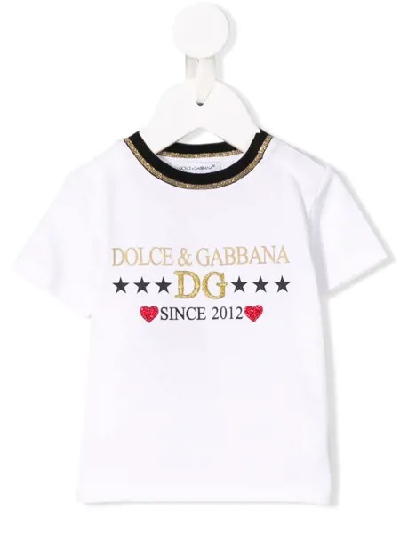 Dolce & Gabbana Kids футболка с вышитым логотипом