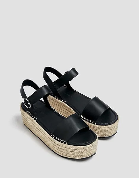 Черные эспадрильи на плоской платформе Pull&Bear