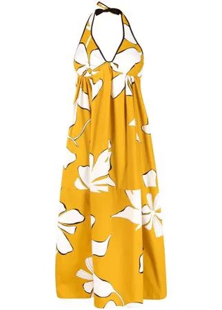 Gentry Portofino платье миди с цветочным принтом и вырезом халтер
