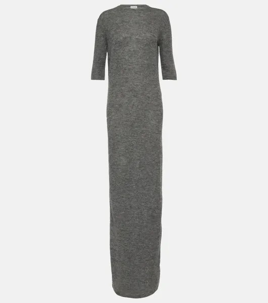Платье макси из джерси Saint Laurent, серый