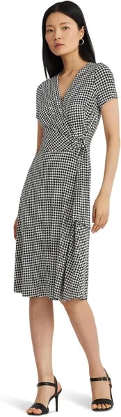 Платье LAUREN Ralph Lauren Houndstooth Jersey Surplice Dress, цвет Cream/Black