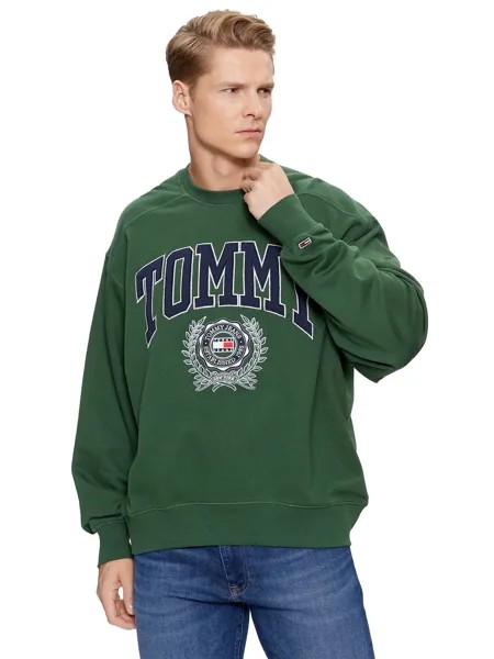 Tommy JEANS Толстовка с рисунком College, зеленый