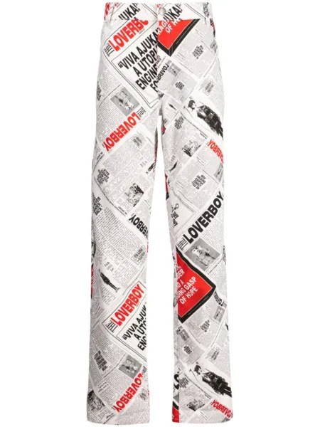 Charles Jeffrey Loverboy прямые джинсы с газетным принтом, разноцветный